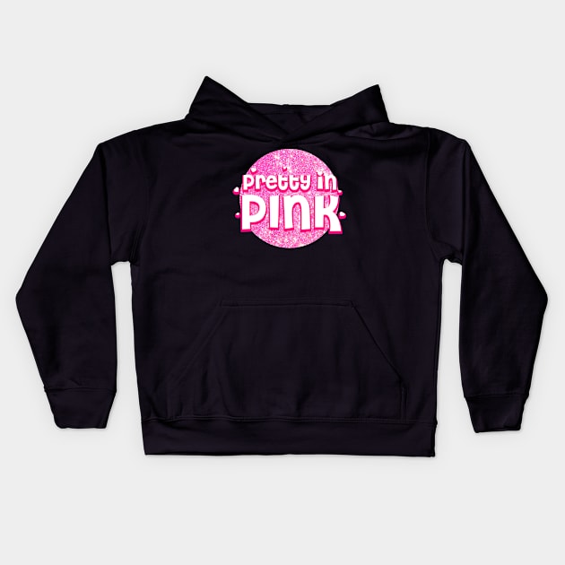 Pretty in Pink Typography Design Kids Hoodie by BrightLightArts